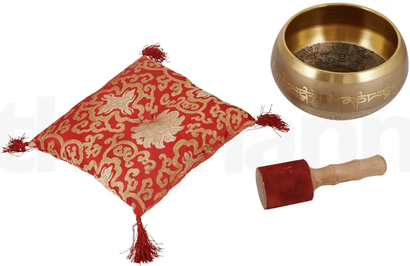 Tibetansk syngeskå no 12, 3,38 kg rød/sort pude og kølle