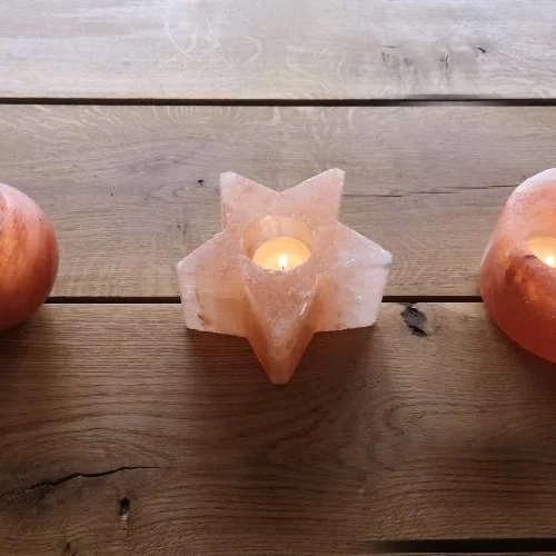 Himalaya saltlampe Fyrfadslysestager