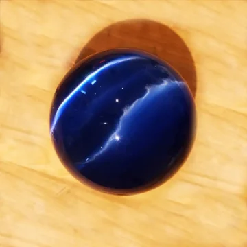 Cymophan (chrysoberyl) katteøje, DYB Blå 10 cm