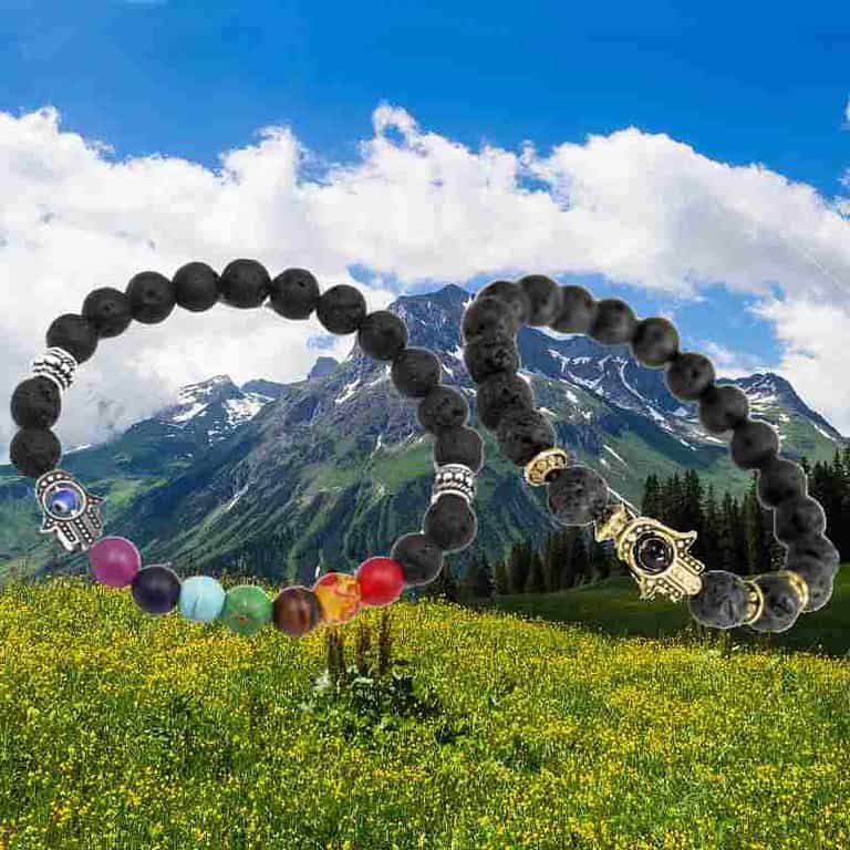 Lava chakra armbånd med hamsa hånd