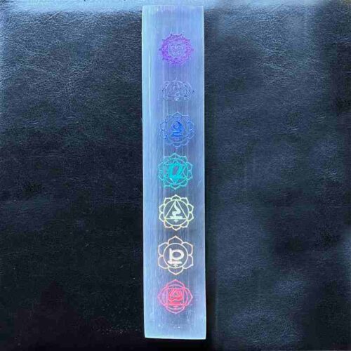 Selenit plade farvet chakra tegn