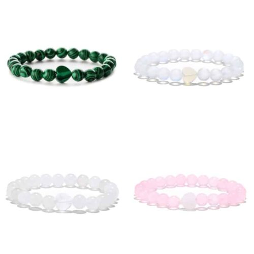 Sten og krystal Hjerte armbånd