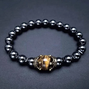 Tigerøje og hæmatit armbånd
