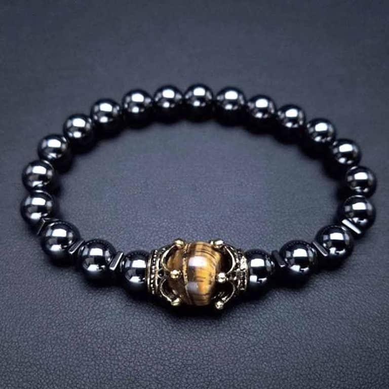 Tigerøje og hæmatit armbånd