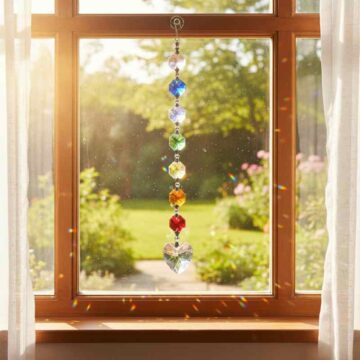 Prisme krystal solfanger vinduet Chakra farver
