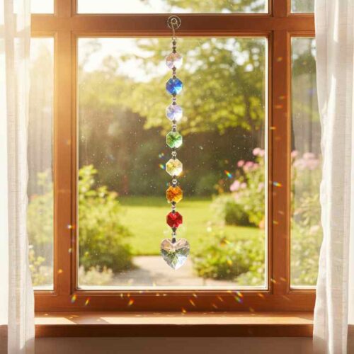 Prisme krystal solfanger vinduet Chakra farver