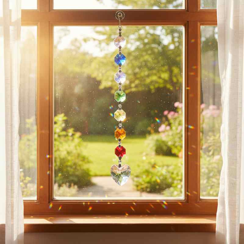 Prisme krystal solfanger vinduet Chakra farver