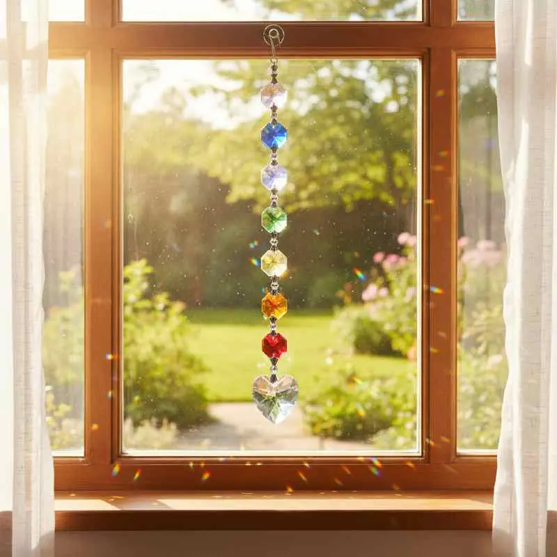 Prisme krystal solfanger vinduet Chakra farver