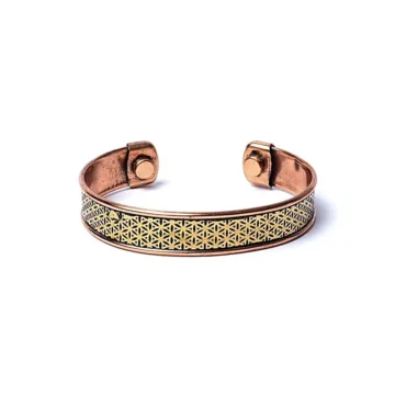 Kobberarmbånd med flower of life 6,5 cm
