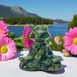 frøen som kraftdyr i grøn jaspis