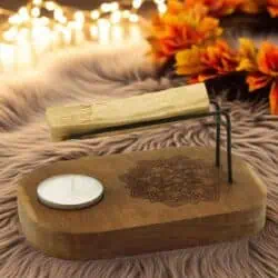 Palo santo holder og varmer i teaktræ
