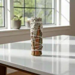 Hvid salvie, cedertræ og kanel, smudge stick