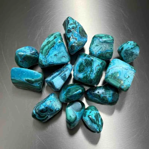 Chrysocolla med Malakit blandet størrelser